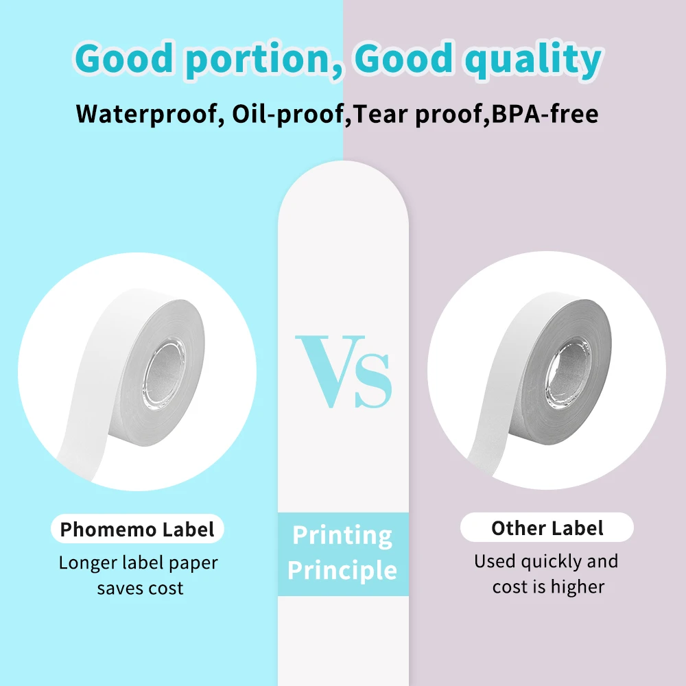 White Label Tape for Phomemo Q30 Printer Paper 3 Rolls Label Sticker Paper Roll for Phomemo Labeller Q30 D30 Label Printer