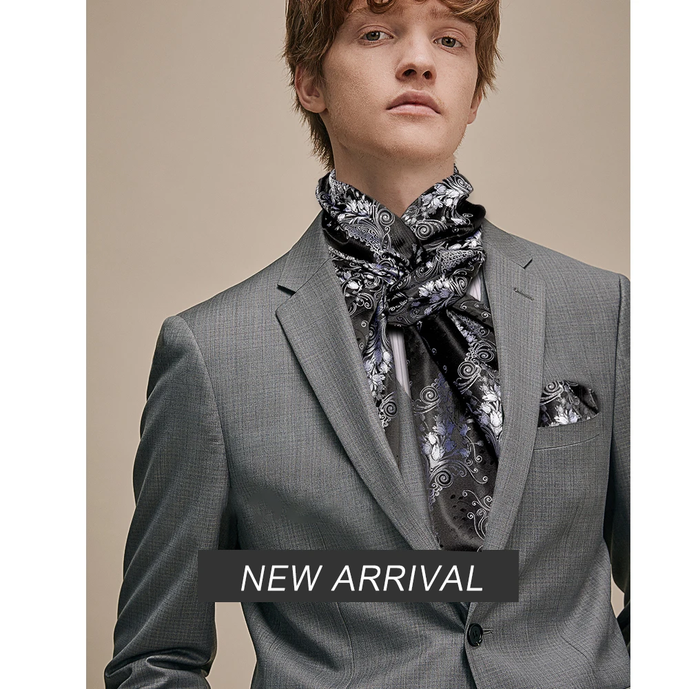 Fashion Silk Scarf Luxury Band Designer Men Women Black Paisley Shawl Bandanna Flulard Muffler Pashmina Barry. Wang A-1022