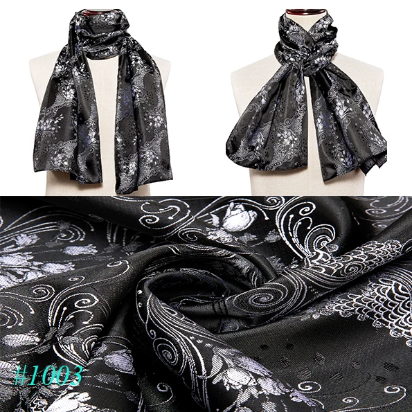 Fashion Silk Scarf Luxury Band Designer Men Women Black Paisley Shawl Bandanna Flulard Muffler Pashmina Barry. Wang A-1022