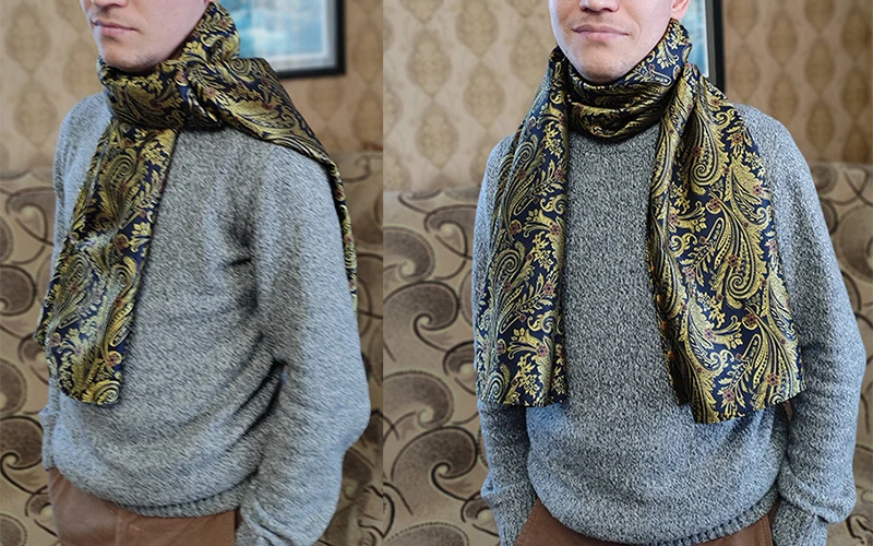 Fashion Silk Scarf Luxury Band Designer Men Women Black Paisley Shawl Bandanna Flulard Muffler Pashmina Barry. Wang A-1022