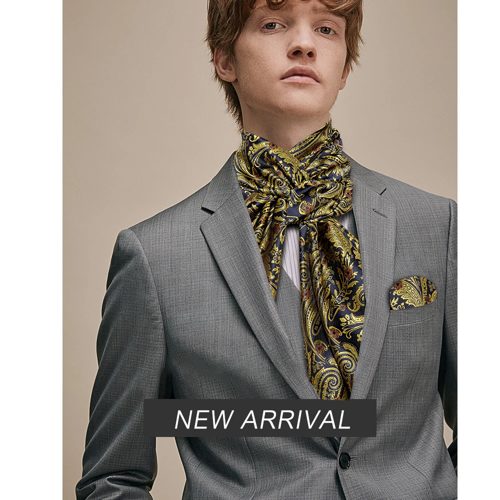 Fashion Silk Scarf Luxury Band Designer Men Women Black Paisley Shawl Bandanna Flulard Muffler Pashmina Barry. Wang A-1022