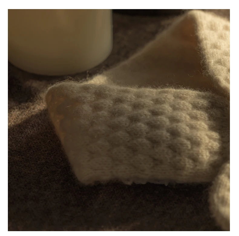 Women 100% Pure Cashmere Knitted Small Bowknot Scarf Neckerchief Moss Stitch Soft Neck Warmer Ring Collar Female Boutique Acc