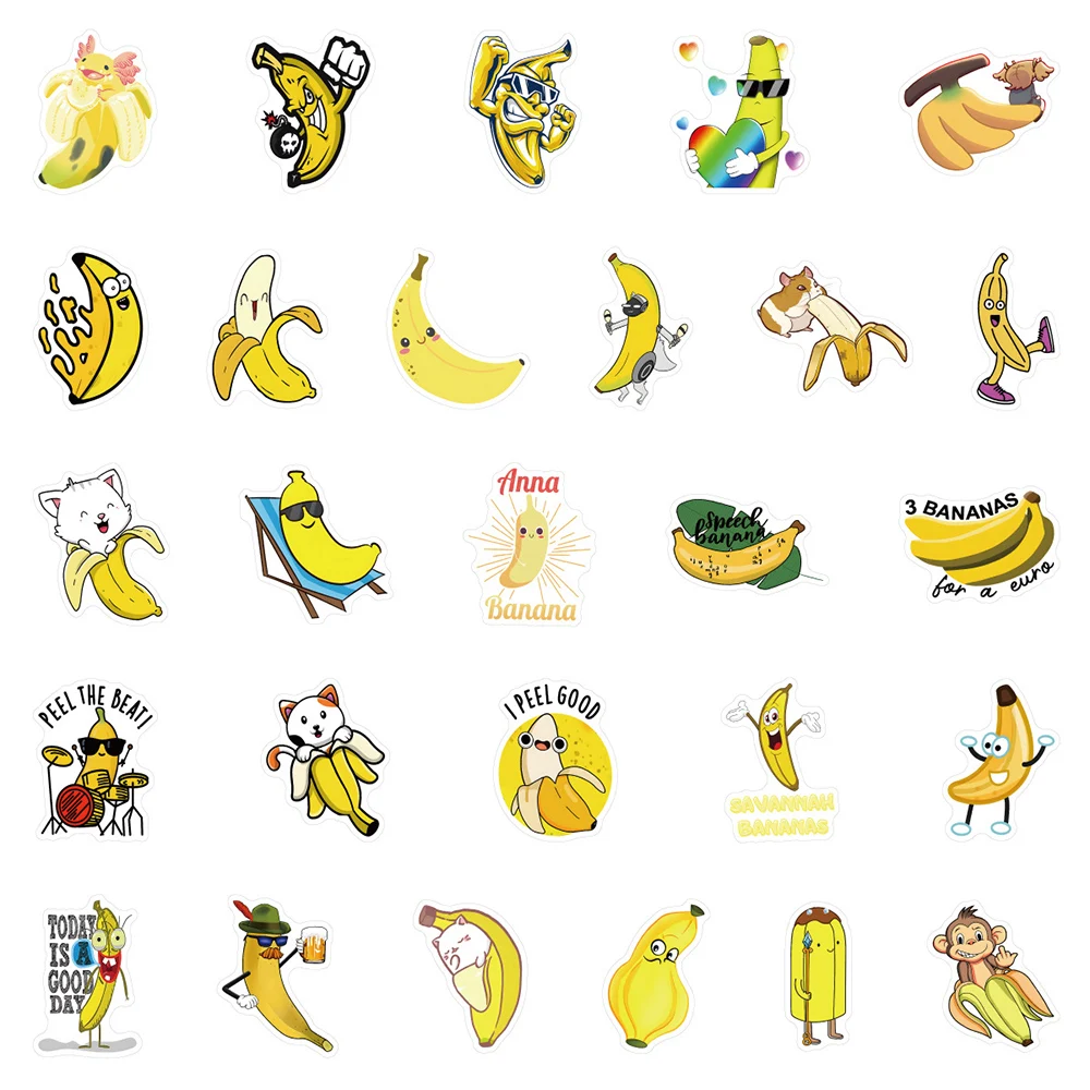 10/30/60pcs Funny Meme Cute Banana Animal Stickers Cartoon Decals Kid Toy Scrapbook DIY Phone Laptop Luggage Waterproof Sticker