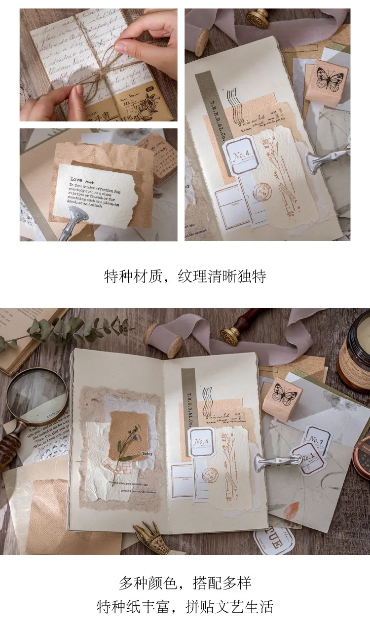 30 pcs/lot Vintage Background paper Diy Scrapbooking material paper Decorative Labels junk journal Stationery supplies