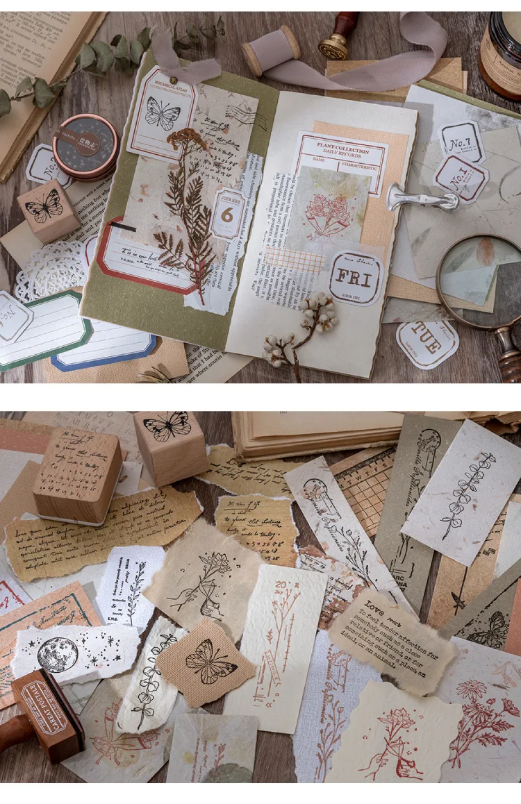 30 pcs/lot Vintage Background paper Diy Scrapbooking material paper Decorative Labels junk journal Stationery supplies