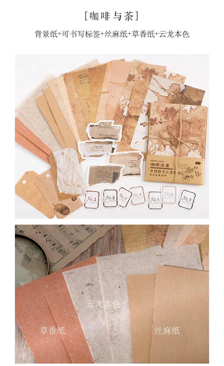30 pcs/lot Vintage Background paper Diy Scrapbooking material paper Decorative Labels junk journal Stationery supplies
