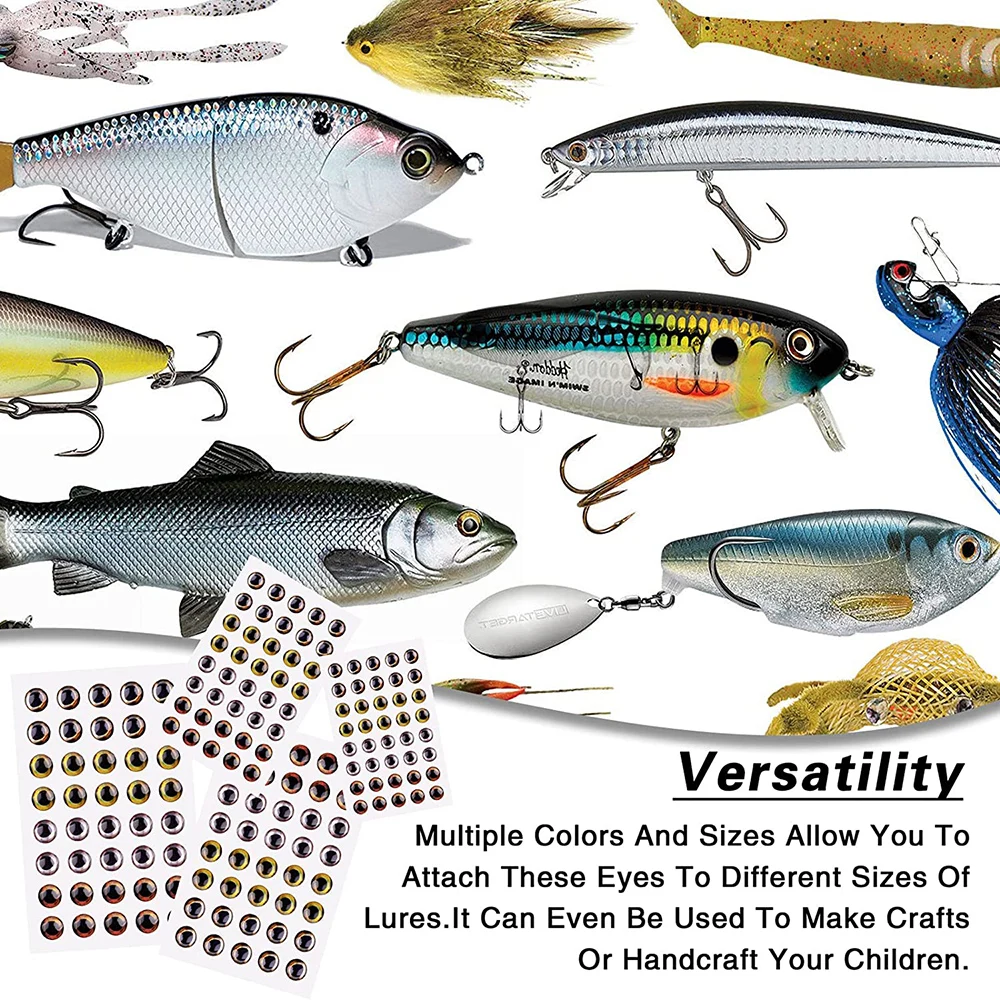 320Pcs Fish eyes for lures 4D 3mm 4mm 5mm 6mm Simulation Fishing eyes Fly Tying Minnow Bait Artificial Crafts DIY Making Tackle