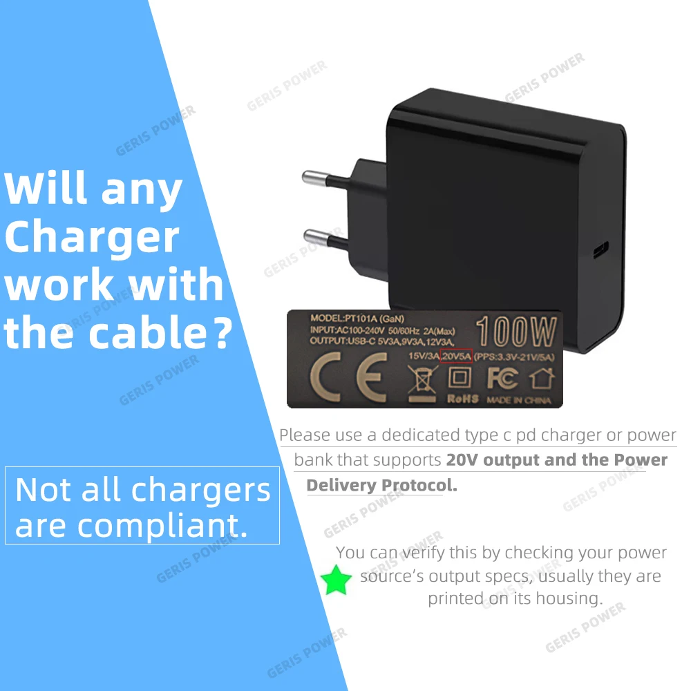 100W Type C Dc Power Adapter Jack Connector USB Type C to Universal Fast Charging Cable Cord for Lenovo Asus Hp Acer Laptop
