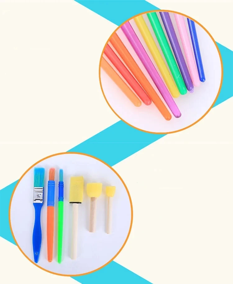 Art Supplies Children's Paintbrush Painting Set 15 Pcs Sponge Paintbrush Sponge Set For Children Graffiti Paintbrush