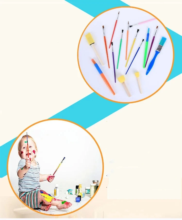 Art Supplies Children's Paintbrush Painting Set 15 Pcs Sponge Paintbrush Sponge Set For Children Graffiti Paintbrush