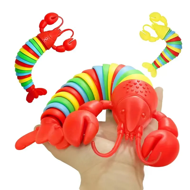 3D Articulated Stretch Lobster Stress Reliever Hand Toy, Sensory Fidget Toy for Adults and Kids, Pressure Relieving Desk Toy