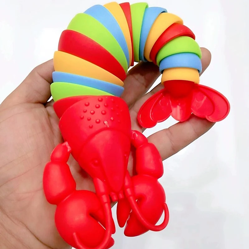 3D Articulated Stretch Lobster Stress Reliever Hand Toy, Sensory Fidget Toy for Adults and Kids, Pressure Relieving Desk Toy