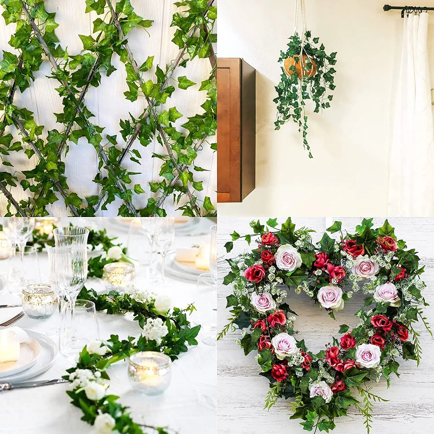 High-quality Artificial Ivy Leaf Plants Vine Hanging Garland Fake Foliage Flowers Home Kitchen Garden Office Wedding Wall Decor