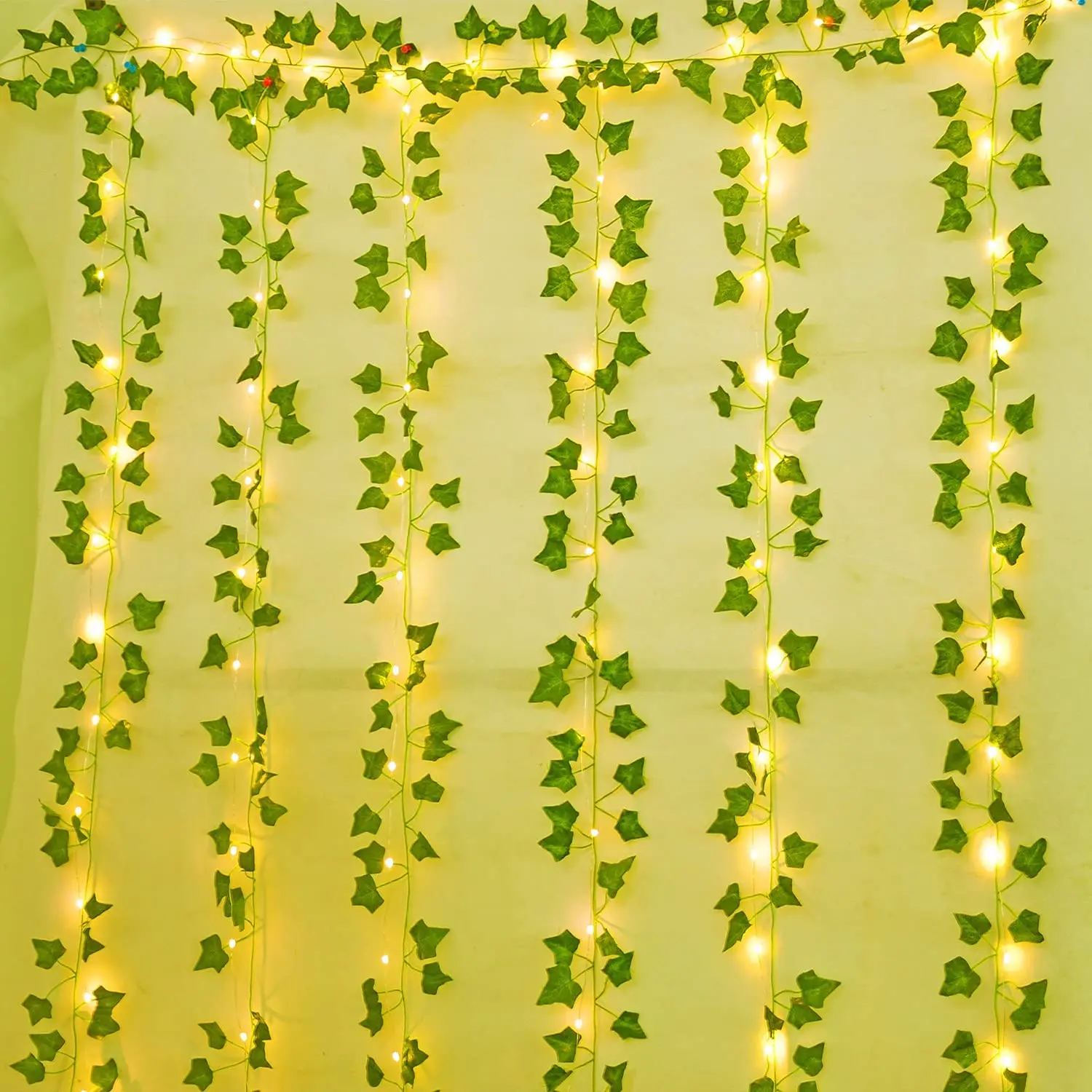 High-quality Artificial Ivy Leaf Plants Vine Hanging Garland Fake Foliage Flowers Home Kitchen Garden Office Wedding Wall Decor