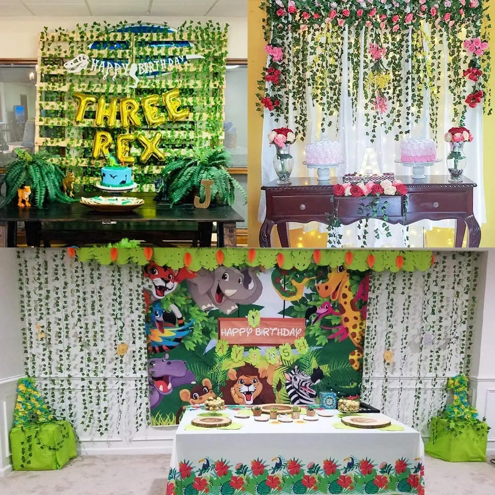 High-quality Artificial Ivy Leaf Plants Vine Hanging Garland Fake Foliage Flowers Home Kitchen Garden Office Wedding Wall Decor