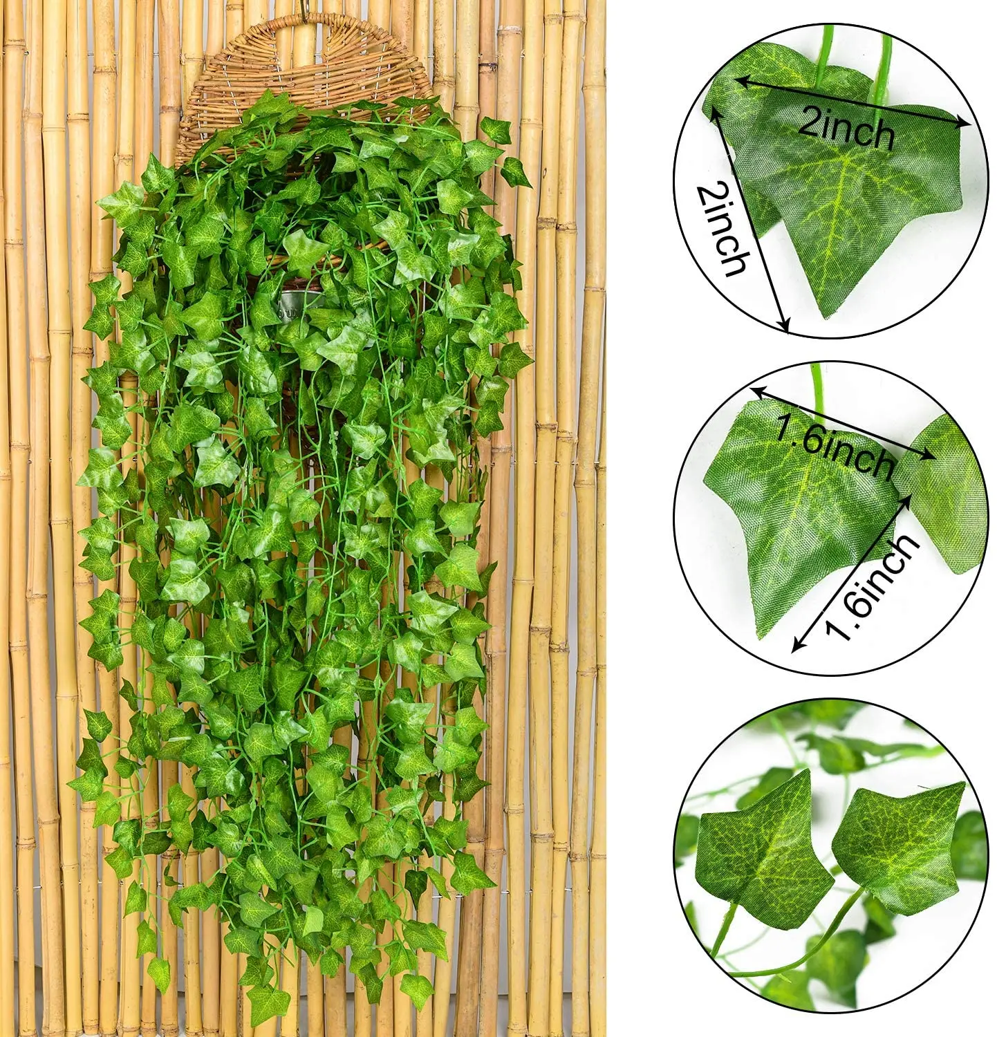 High-quality Artificial Ivy Leaf Plants Vine Hanging Garland Fake Foliage Flowers Home Kitchen Garden Office Wedding Wall Decor