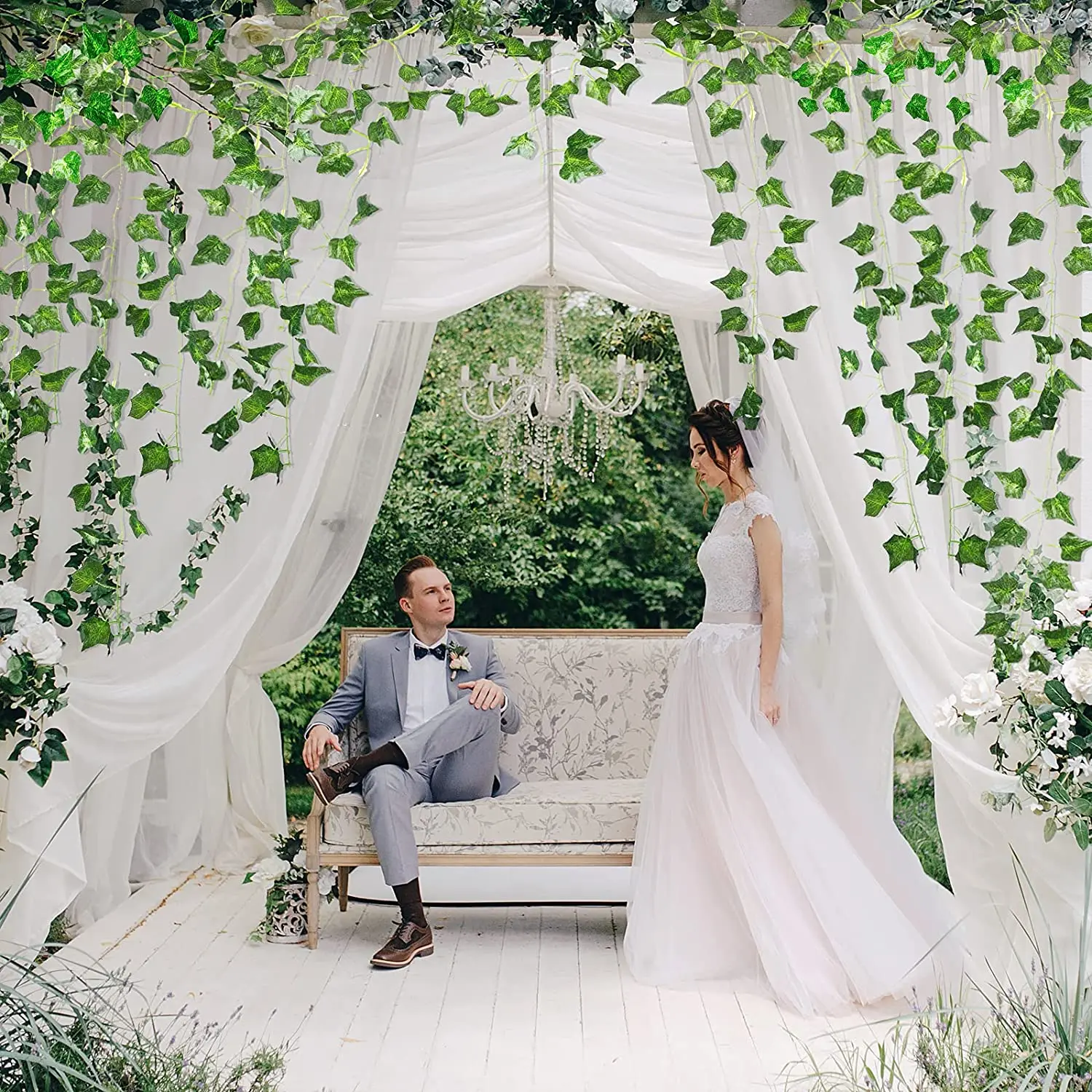 High-quality Artificial Ivy Leaf Plants Vine Hanging Garland Fake Foliage Flowers Home Kitchen Garden Office Wedding Wall Decor