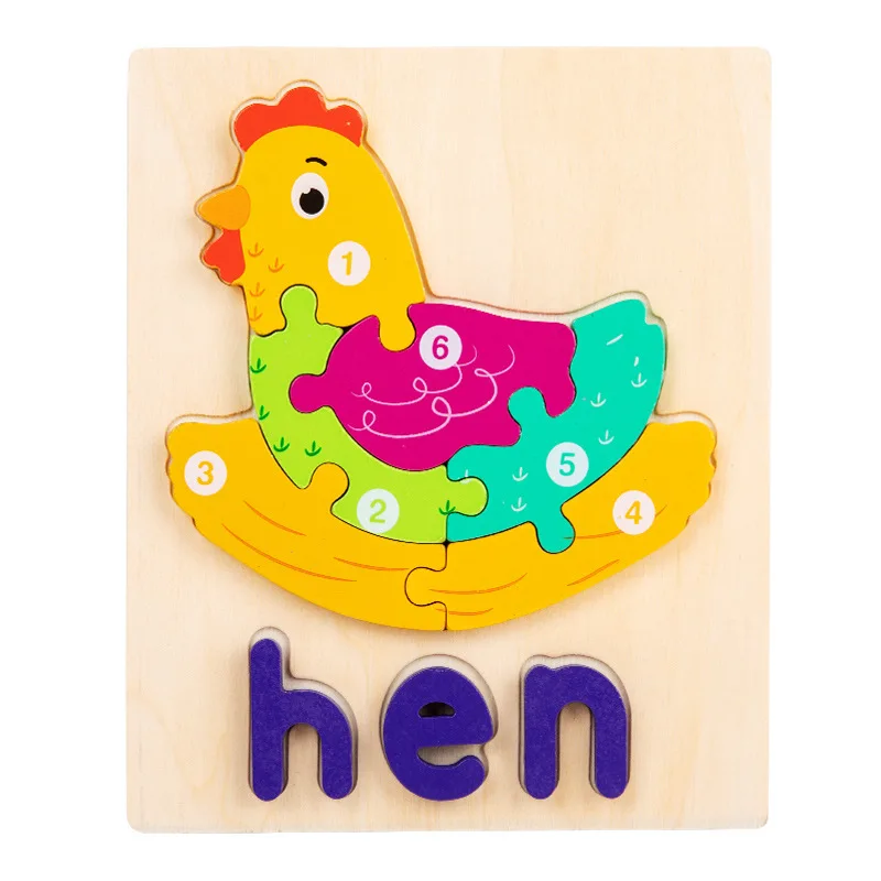 Wooden Alphabet Spelling Animals Puzzles for Toddlers,Montessori Educational Toys for 3+ Years Old Kids Boys and Girls