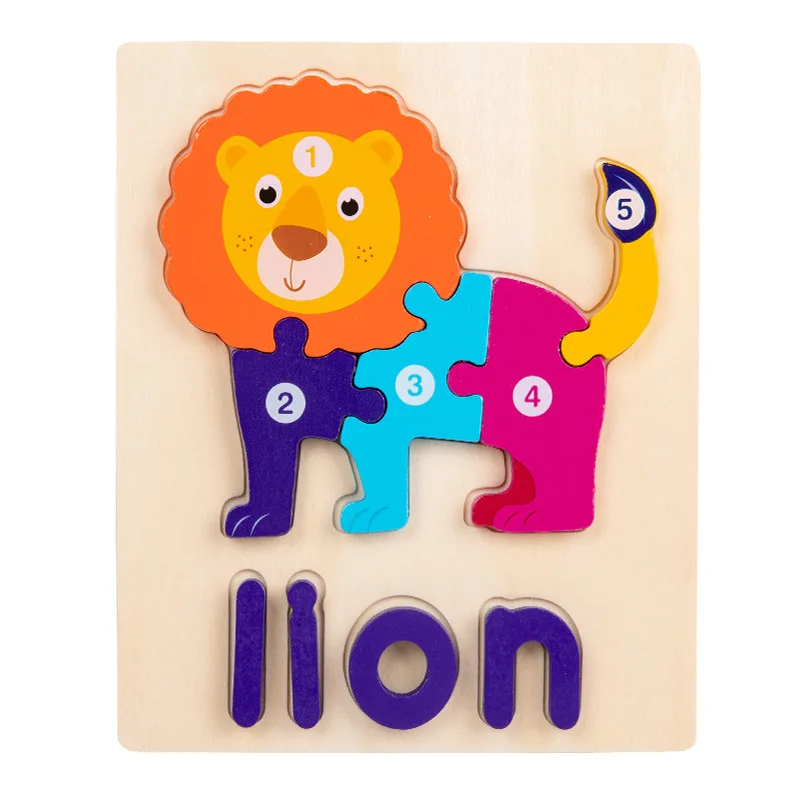 Wooden Alphabet Spelling Animals Puzzles for Toddlers,Montessori Educational Toys for 3+ Years Old Kids Boys and Girls
