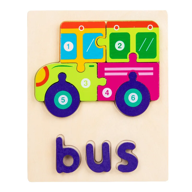 Wooden Alphabet Spelling Animals Puzzles for Toddlers,Montessori Educational Toys for 3+ Years Old Kids Boys and Girls