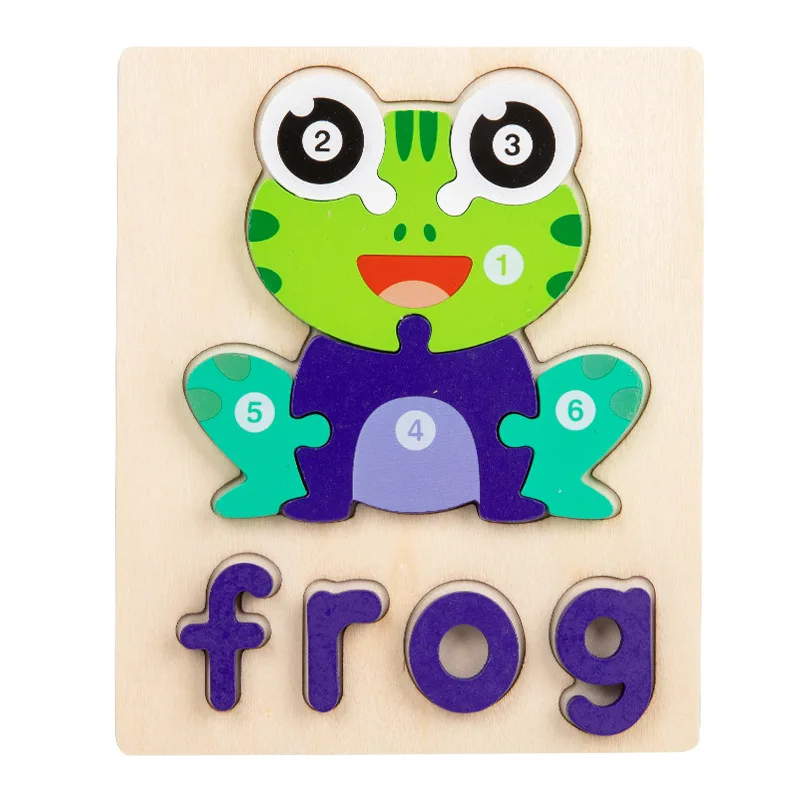 Wooden Alphabet Spelling Animals Puzzles for Toddlers,Montessori Educational Toys for 3+ Years Old Kids Boys and Girls