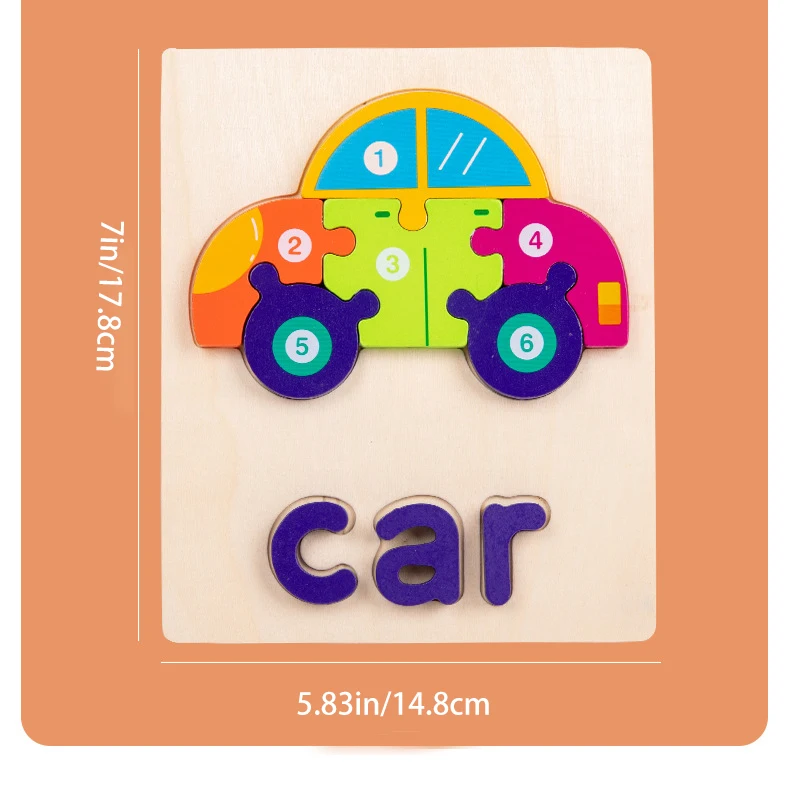 Wooden Alphabet Spelling Animals Puzzles for Toddlers,Montessori Educational Toys for 3+ Years Old Kids Boys and Girls
