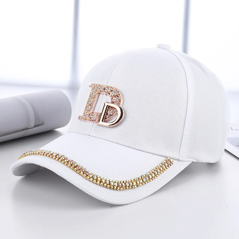 CNTANG 2024 Fashion Diamond D Letter Baseball Cap For Women Snapback Summer Outdoor Sun Protection Hat Autumn Casual Ladies Caps