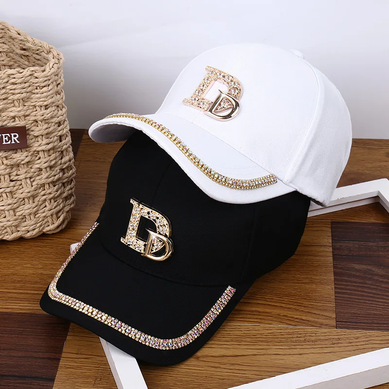 CNTANG 2024 Fashion Diamond D Letter Baseball Cap For Women Snapback Summer Outdoor Sun Protection Hat Autumn Casual Ladies Caps