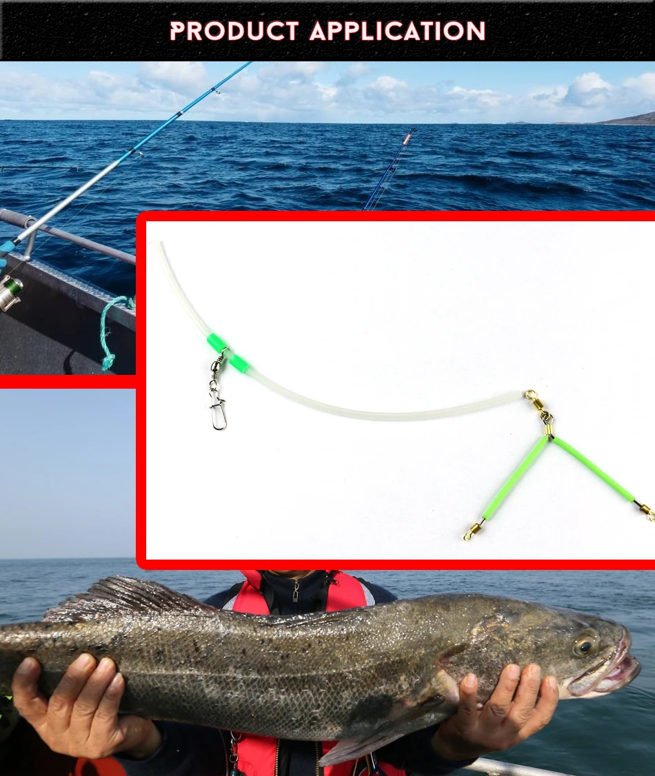 MNFT 6Pcs Fishing Balance Bracket Luminous Tube 7cm/11cm Anti Tangle Booms With Swivel Hook Lure Connector Swivel