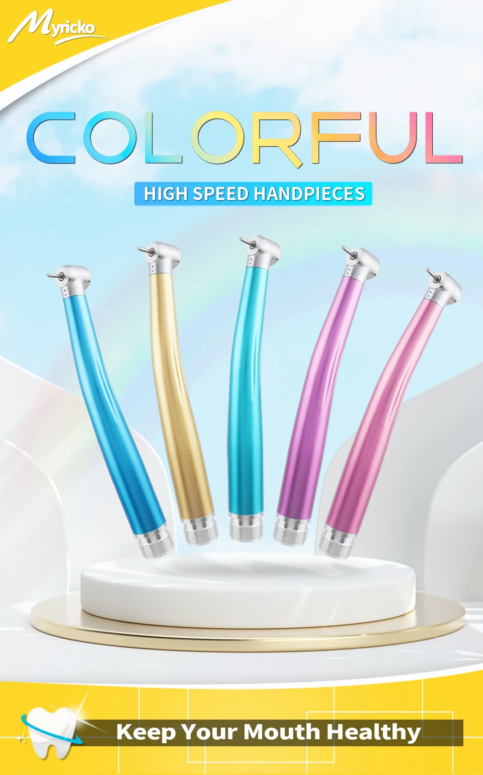 Dental Colorful High Speed Rotation Handpiece Ceramic Bearing Turbine 2/4 Holes Single Water Spray Destist Tips Dentistry Tools