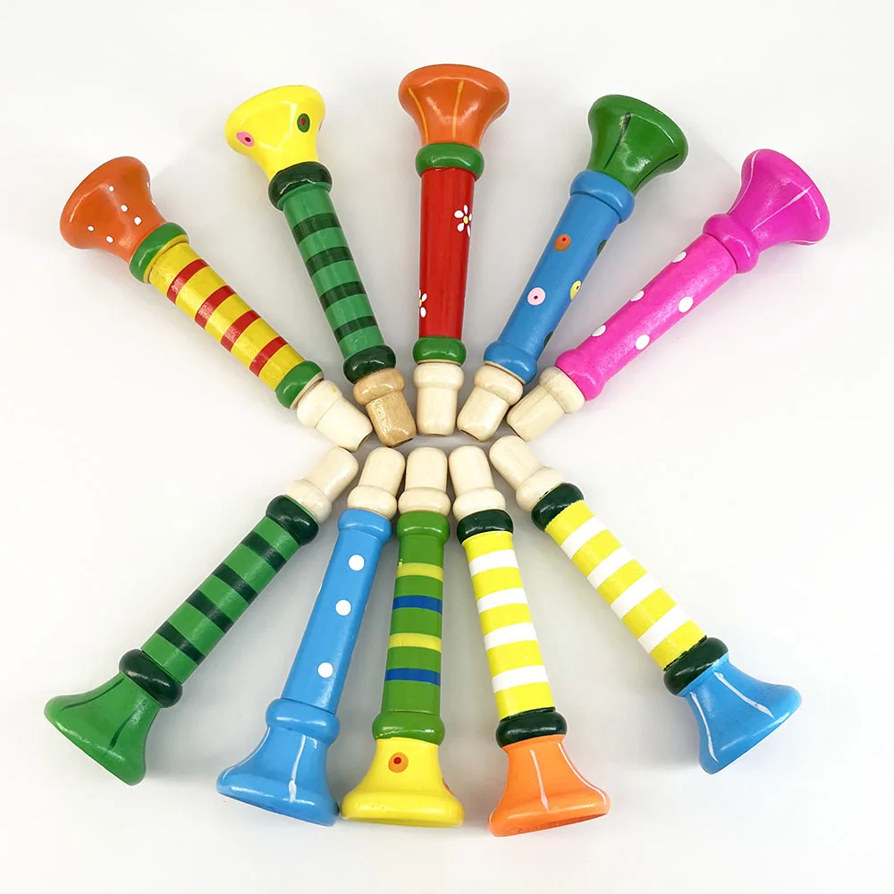 Wooden Trumpet Children Toy Horn Whistle Musical Instrument for Kids Early Educational Montessori Toys Sound Training Games