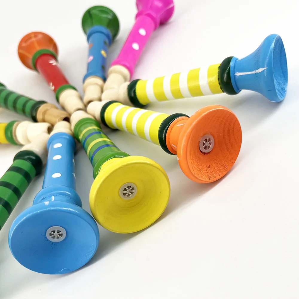Wooden Trumpet Children Toy Horn Whistle Musical Instrument for Kids Early Educational Montessori Toys Sound Training Games