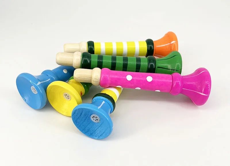 Wooden Trumpet Children Toy Horn Whistle Musical Instrument for Kids Early Educational Montessori Toys Sound Training Games