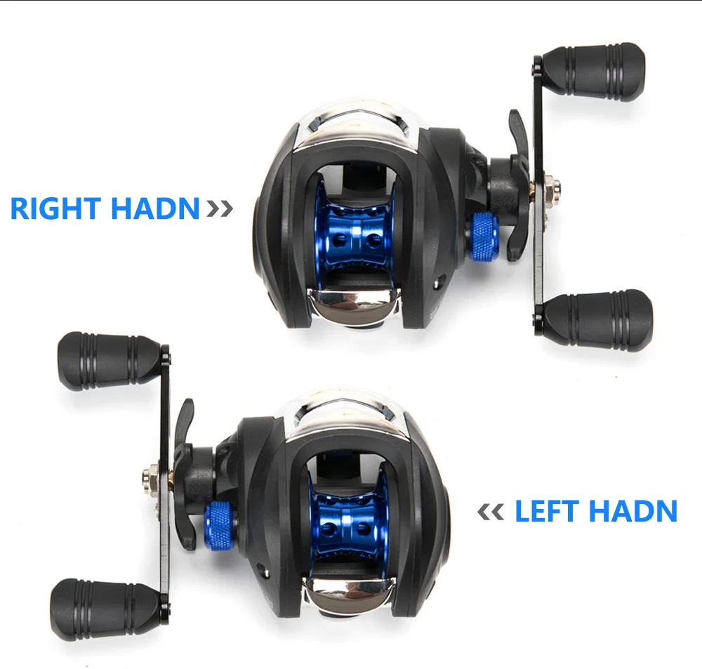 AK200 Metal Scrolls 7.2:1 High Speed Fishing Reel Left Right Hand Baitcasting Reel Brake System 8kg Drag Wheel Bait Casting
