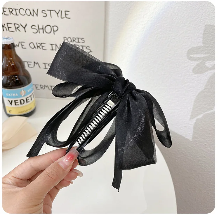 Korean Fashion Ribbon Bow Hair Claw Clip Elegant Banana Gripper Ponytail Clip for Women Girls Headwear Hair Accessories