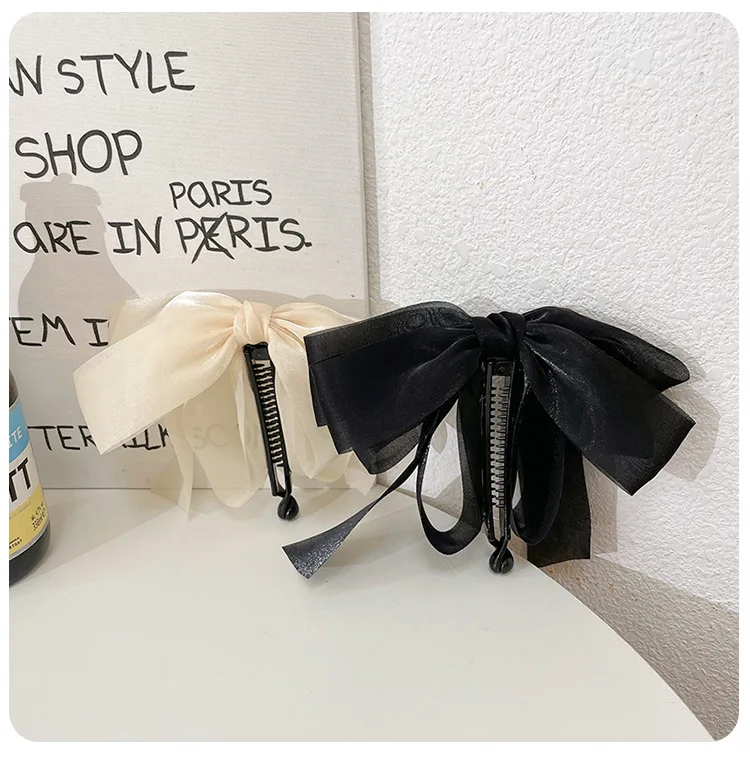 Korean Fashion Ribbon Bow Hair Claw Clip Elegant Banana Gripper Ponytail Clip for Women Girls Headwear Hair Accessories