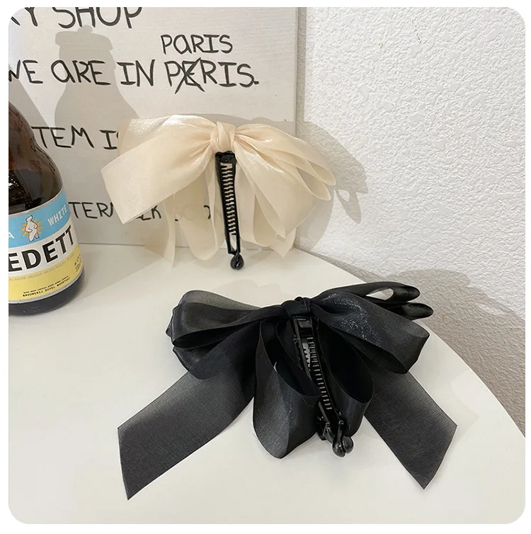 Korean Fashion Ribbon Bow Hair Claw Clip Elegant Banana Gripper Ponytail Clip for Women Girls Headwear Hair Accessories