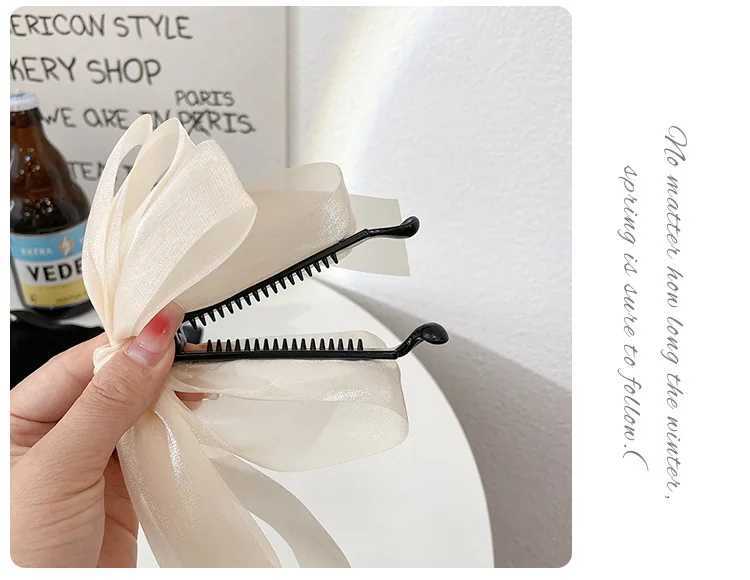 Korean Fashion Ribbon Bow Hair Claw Clip Elegant Banana Gripper Ponytail Clip for Women Girls Headwear Hair Accessories