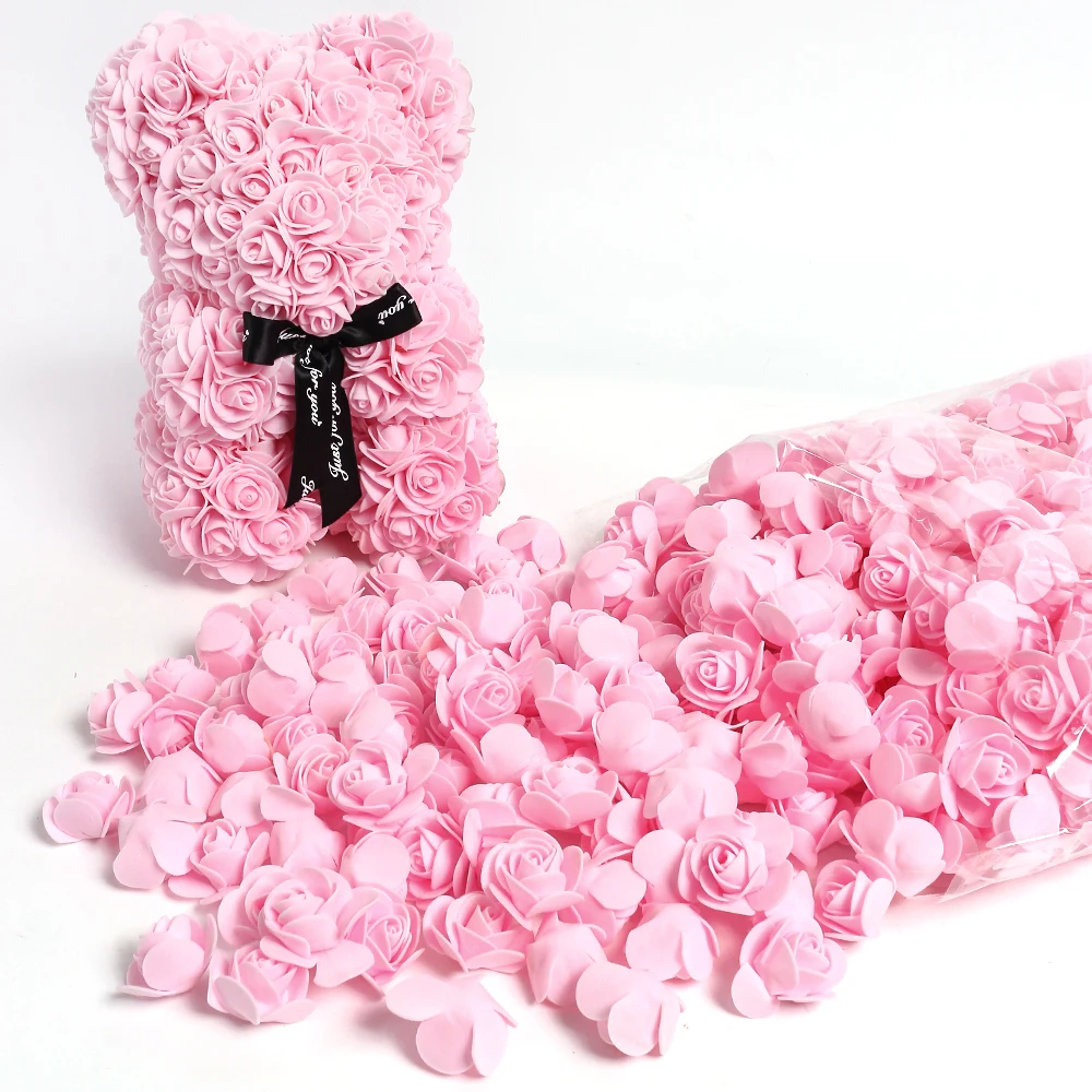 100/200/300Pcs Rose Artificial Flowers Foam Fake Flower for Home Decor Wedding Decoration Bride DIY Gift Carfts Wreath Accessory