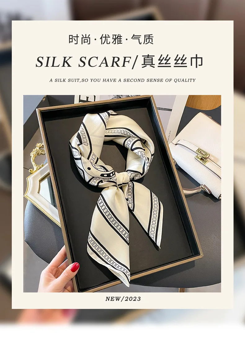 100% Natural Silk Square Scarf Women Foulard High Quality Bandana Scarves Female Neckerchief Popular Headkerchief Shawl Wrap