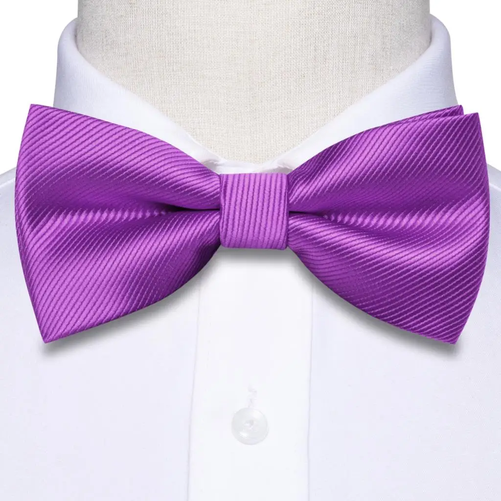 Hi-Tie Pre-tied Men's Bowtie Hanky Cufflinks Set Bow Tie Cravat for Male Jacquard Solid Paisley Floral Men silk Wedding Business