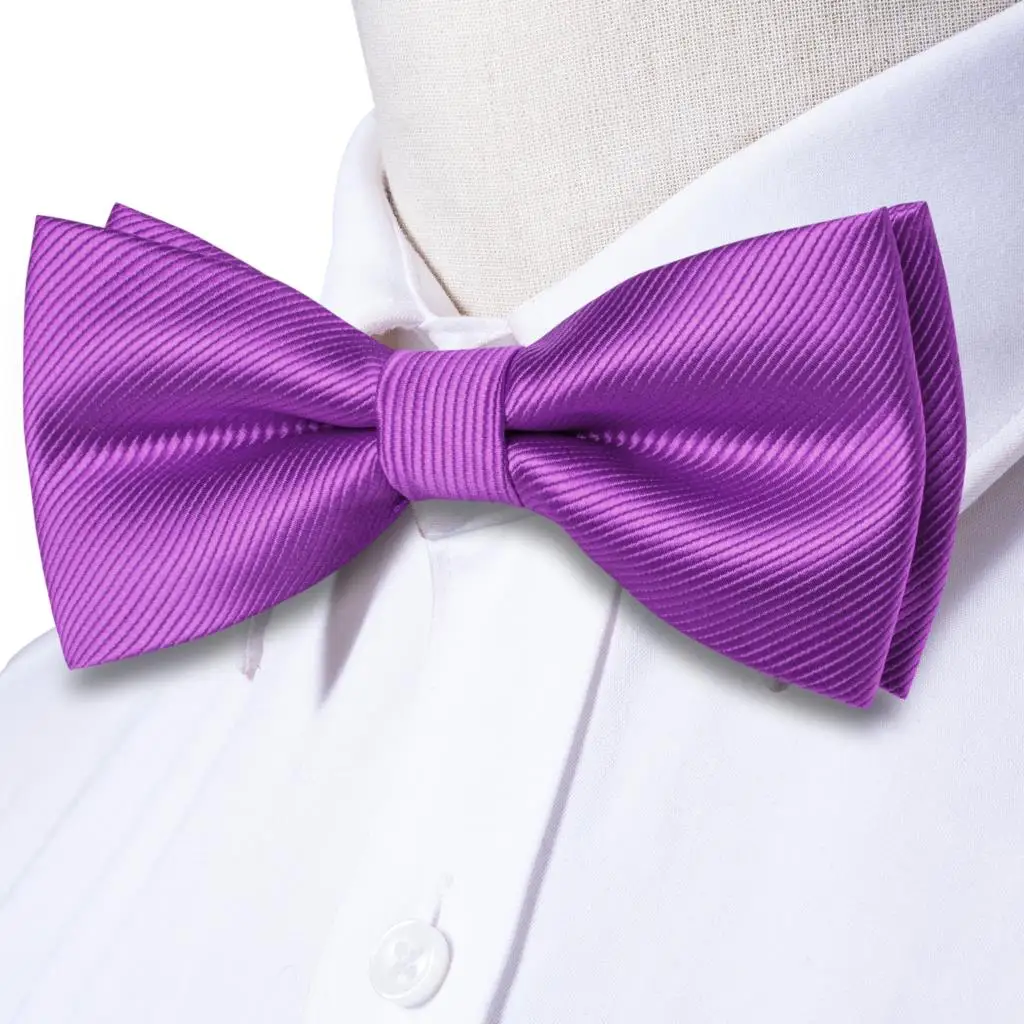 Hi-Tie Pre-tied Men's Bowtie Hanky Cufflinks Set Bow Tie Cravat for Male Jacquard Solid Paisley Floral Men silk Wedding Business