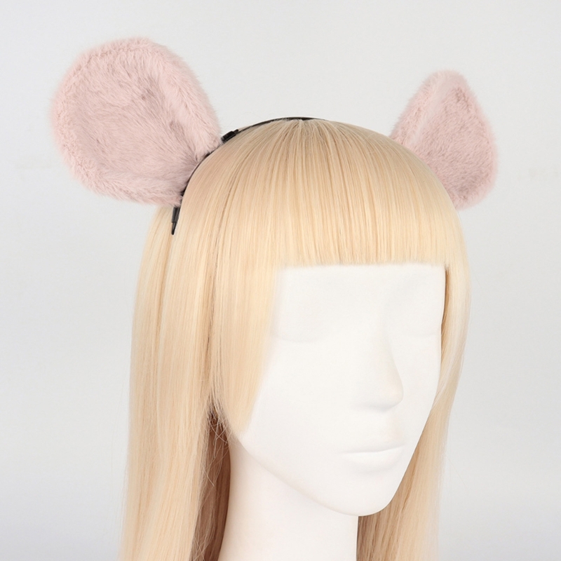 2Pieces Mouse Cat Wolf Tail Ears Headband Set Halloween Christmas Fancy-Party Costume Toy Gift for Woman Men Cosplay