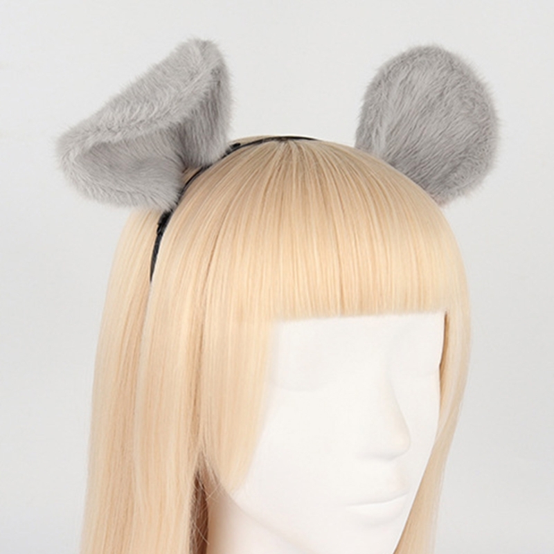 2Pieces Mouse Cat Wolf Tail Ears Headband Set Halloween Christmas Fancy-Party Costume Toy Gift for Woman Men Cosplay
