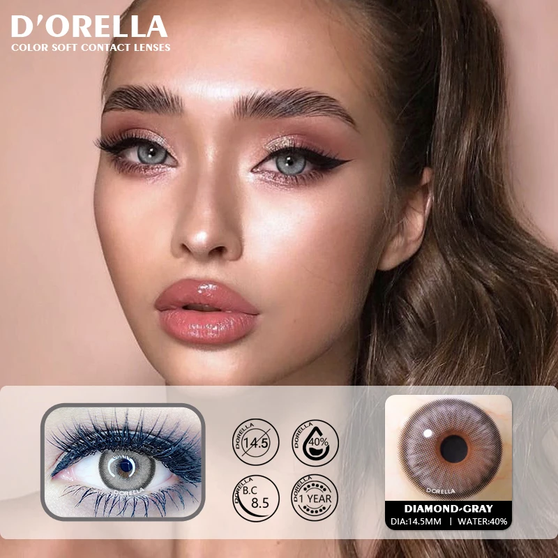 D'ORELLA 1 Pair(2pcs) Natural Color Lens Eyes Yearly Color Contact Lenses For Eyes Beauty Contact Lenses Eye Cosmetic Color Lens
