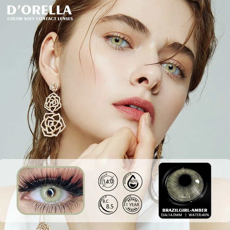 D'ORELLA 1 Pair(2pcs) Natural Color Lens Eyes Yearly Color Contact Lenses For Eyes Beauty Contact Lenses Eye Cosmetic Color Lens