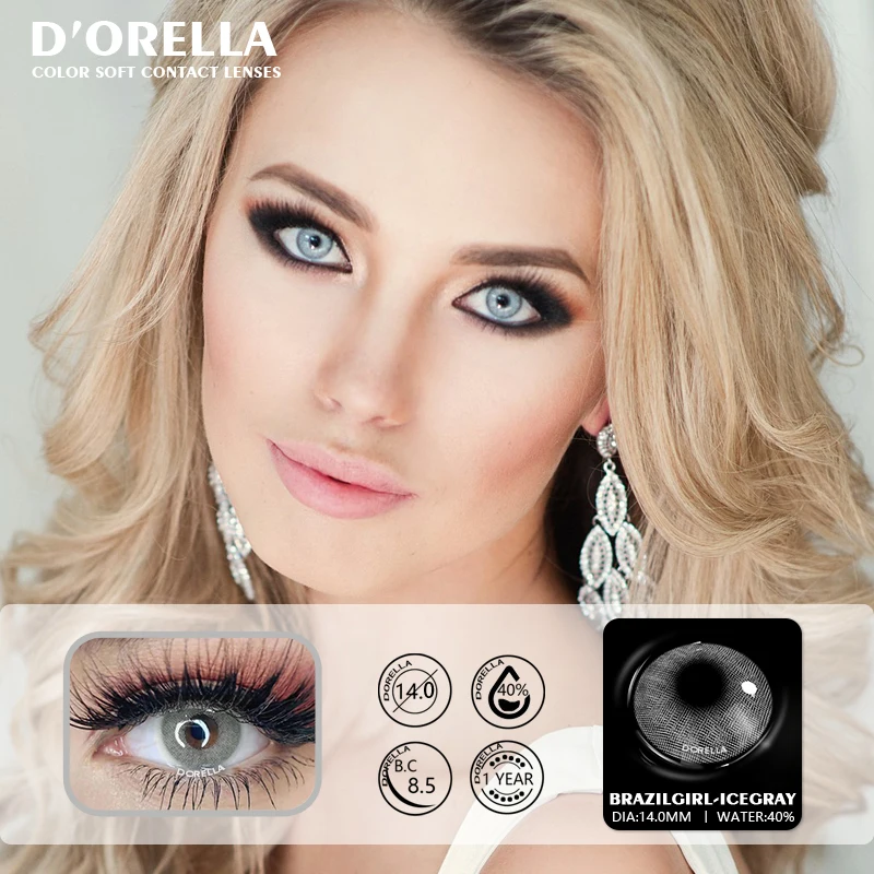 D'ORELLA 1 Pair(2pcs) Natural Color Lens Eyes Yearly Color Contact Lenses For Eyes Beauty Contact Lenses Eye Cosmetic Color Lens