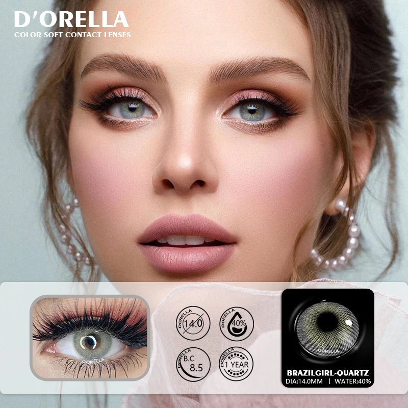 D'ORELLA 1 Pair(2pcs) Natural Color Lens Eyes Yearly Color Contact Lenses For Eyes Beauty Contact Lenses Eye Cosmetic Color Lens
