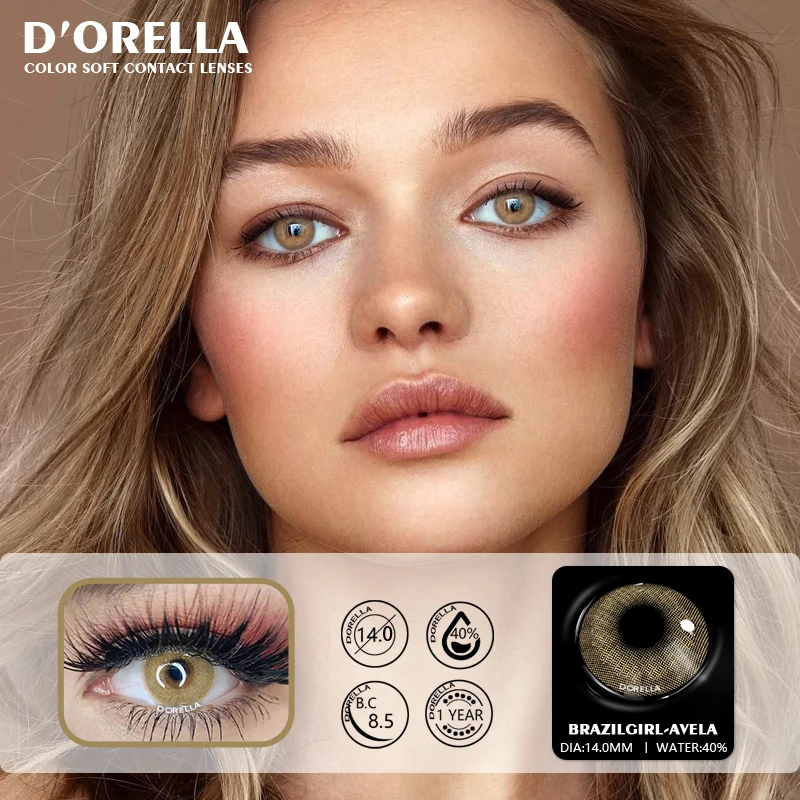 D'ORELLA 1 Pair(2pcs) Natural Color Lens Eyes Yearly Color Contact Lenses For Eyes Beauty Contact Lenses Eye Cosmetic Color Lens