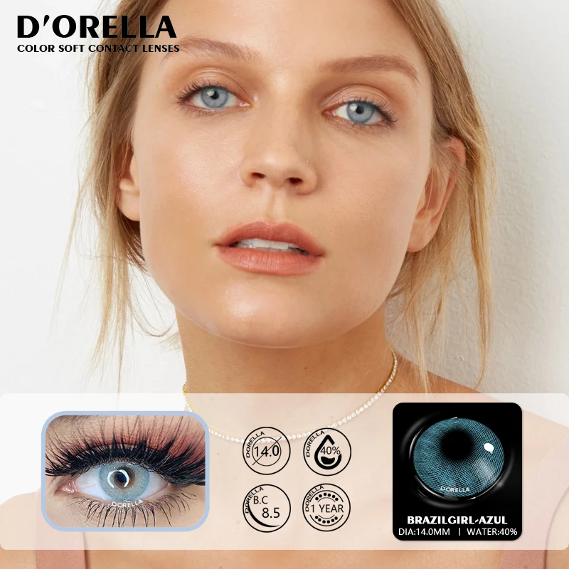 D'ORELLA 1 Pair(2pcs) Natural Color Lens Eyes Yearly Color Contact Lenses For Eyes Beauty Contact Lenses Eye Cosmetic Color Lens